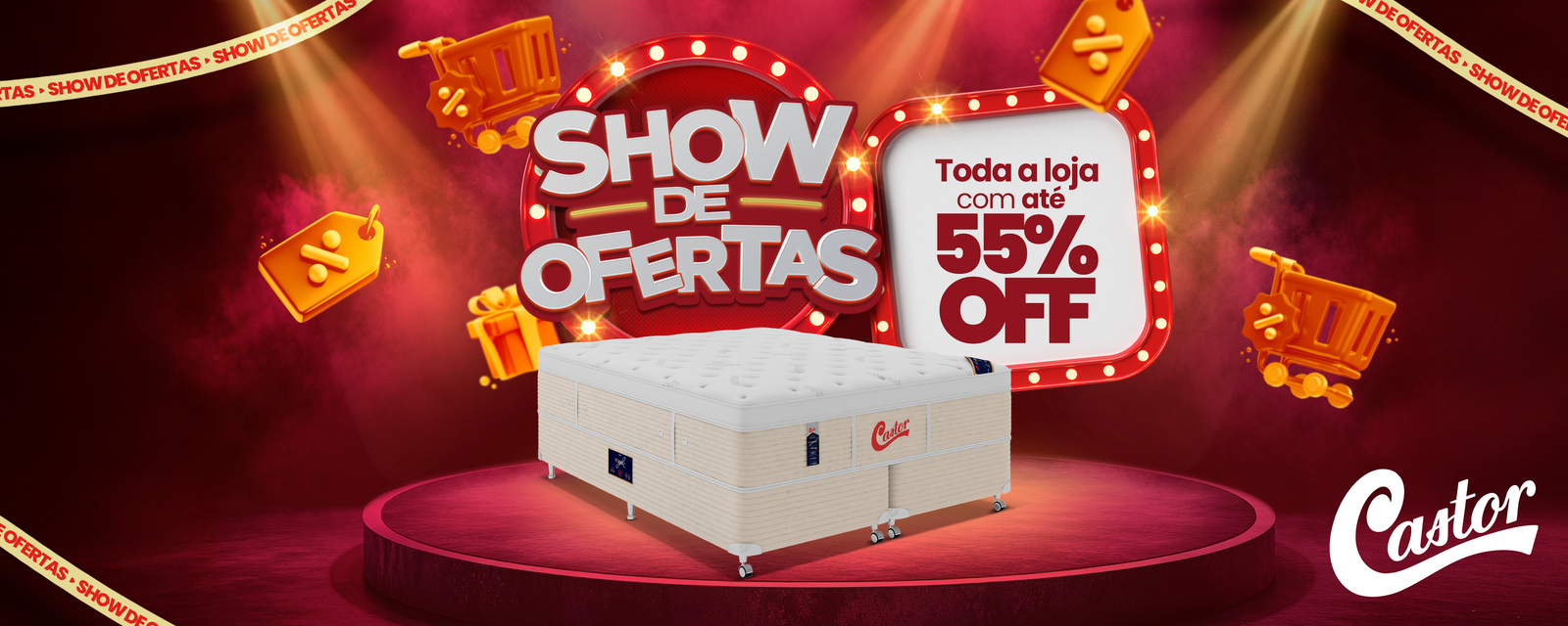 Banner promocional horizontal da Castor Colchões Pinheiros